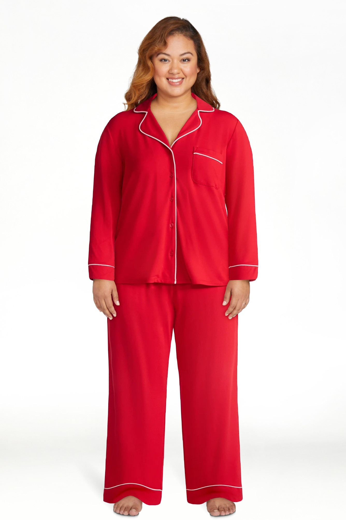 Joyspun Women’s Dreamy Soft Collection Long Sleeve Top and Pants Pajama Set, Sizes XS-4X | Walmart (US)
