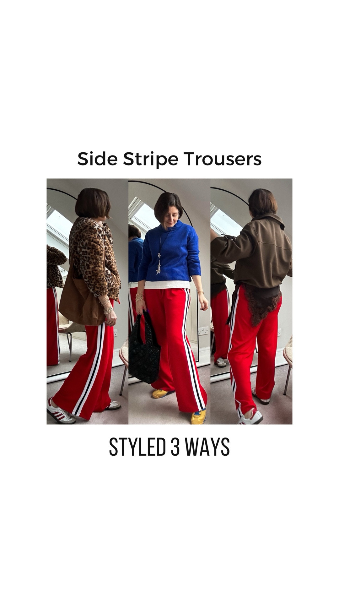 Styled 3 ways - Lace, Leopard or Brights. Love the trousers so much I bought them in black too. I’m usually a 10 and bought the side medium for a looser look. Wearing a small in the lace/knit top  

#LTKspring #LTKuk #LTKFashionMonth