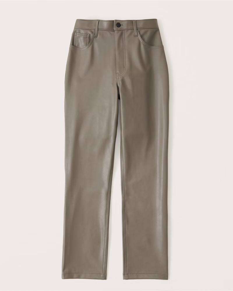 Curve Love Vegan Leather 90s Straight Pants | Abercrombie & Fitch (US)