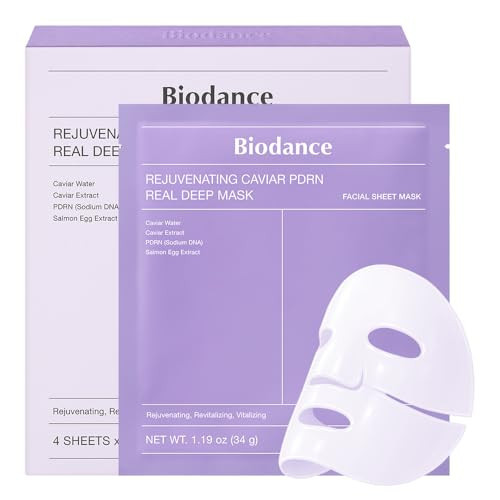 BIODANCE Rejuvenating Caviar PDRN Real Deep Mask, Overnight Hydrogel Mask, Skin Firming & Radiance Boost, Enhancing Recovery for All Skin Types, Korean Skincare, Stocking Stuffers | 1.19oz(34g) x 4ea | Amazon (US)
