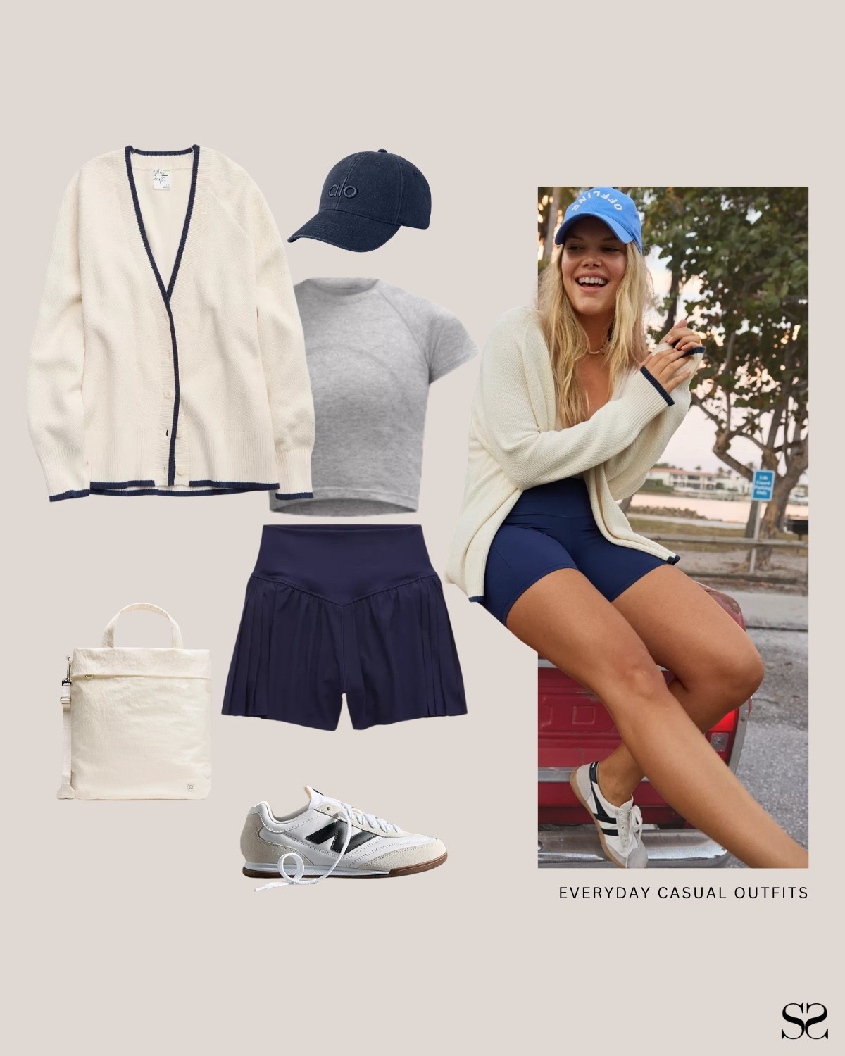 Outfit idea that take you from the gym to everywhere else: A cardigan over athletic shorts is the multifunctional combination I keep coming back to. 

Inspo: @Aerie 

Cream cardigan, grey fitted tee, navy athletic shorts, navy baseball cap, New Balance sneakers

#LTKgrwm #LTKActive #LTKootd