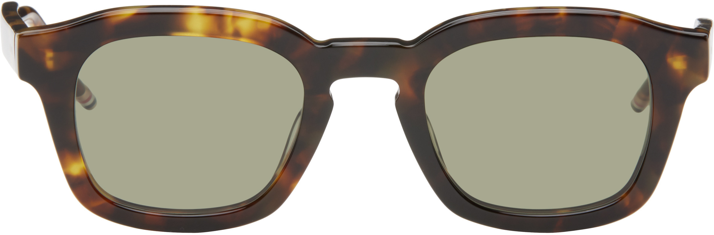 Thom Browne Brown Tortoise Acetate Rectangular Sunglasses | SSENSE