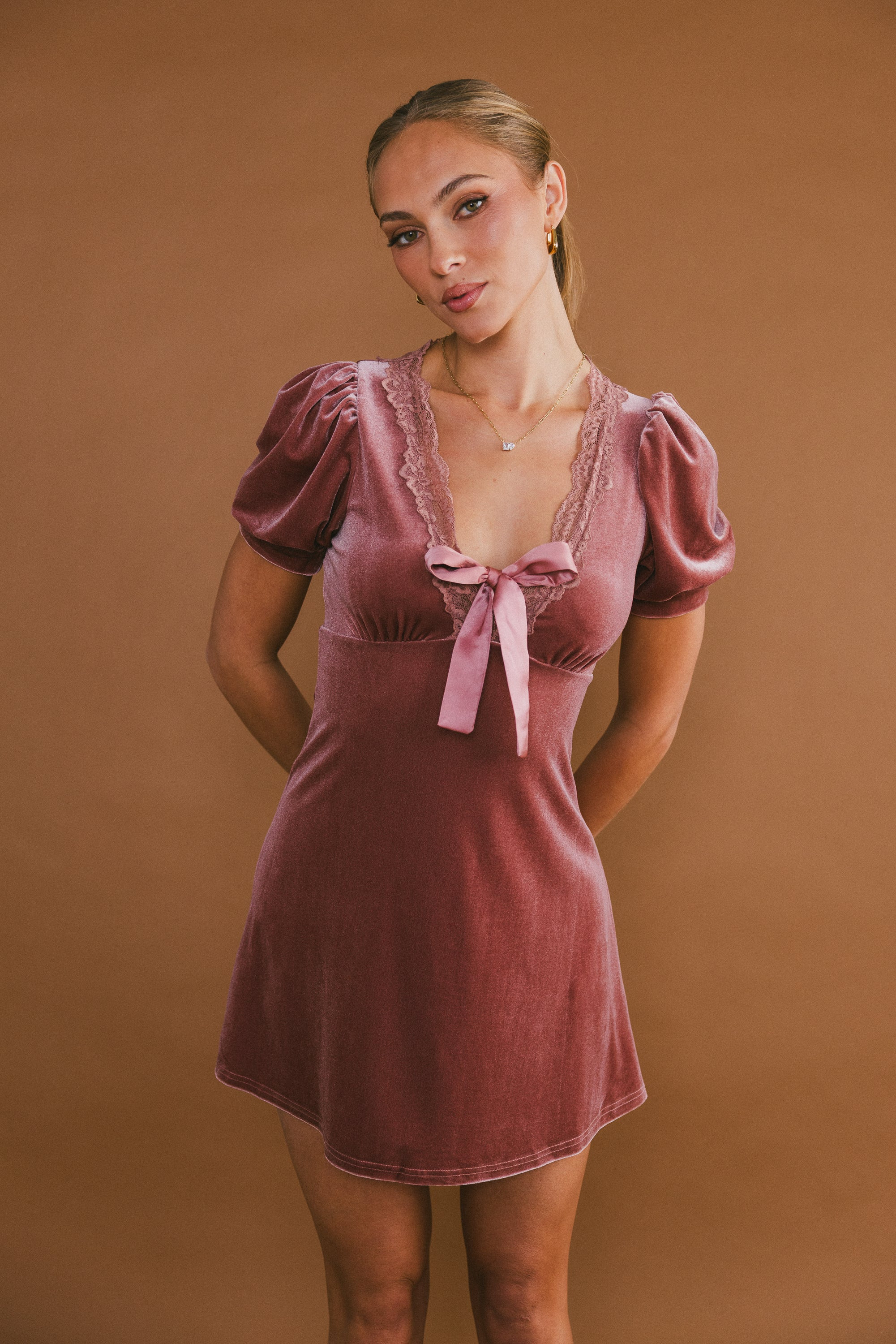 Roxanna Velvet Mini Dress in Mauve | Böhme US