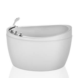 Empava 48 in. Acrylic Japanese Style Flatbottom Deep Soaking Freestanding Air Bath Bathtub in Whi... | The Home Depot