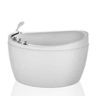 Empava 48 in. Acrylic Japanese Style Flatbottom Deep Soaking Freestanding Air Bath Bathtub in Whi... | The Home Depot