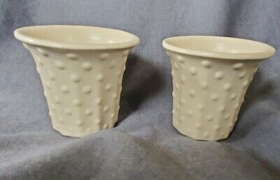 Nice Pair Of Nelson McCoy Pottery Hobnail 3 Inch Off White Flower / Cache Pots | eBay US