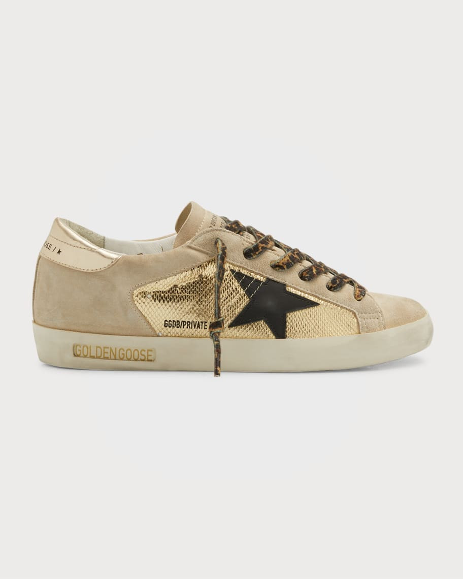 Superstar Mixed Leather Low-Top Sneakers | Neiman Marcus