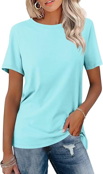 Minetom Women’s T Shirts Color Block Short Sleeve Tops Casual Summer Tees | Amazon (US)