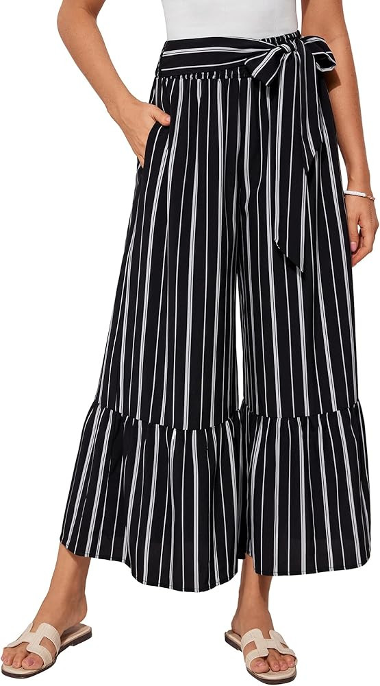 GRACE KARIN Women's 2025 Summer Wide Leg Palazzo Pants Elastic High Waisted Boho Casual Flowy Bea... | Amazon (US)