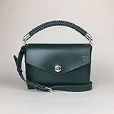 Genuine Leather Satchel Handbags 7.9 inch - Green Small Crossbody Bag with Top-Handle - Mini Handmad | Amazon (US)