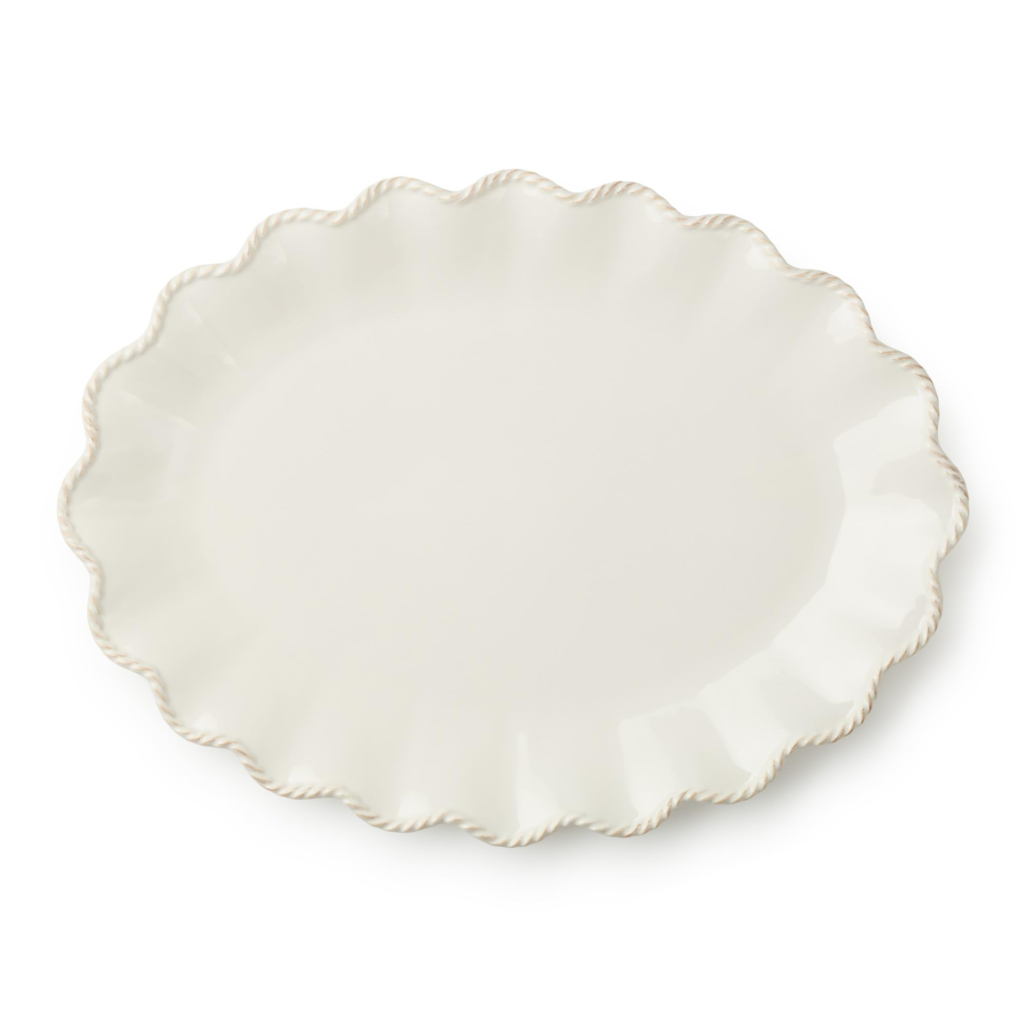Heritage Scroll Large Oval Platter – 16" x 12" Ivory Stoneware Serving Tray with Sculpted Rim ... | Amazon (US)