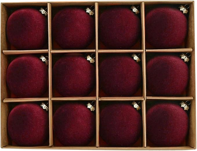 Maritown Velvet Christmas Ornaments Balls 12 Pcs 2.4 Inches Flocked Plastic Shatterproof Xmas Bal... | Amazon (US)