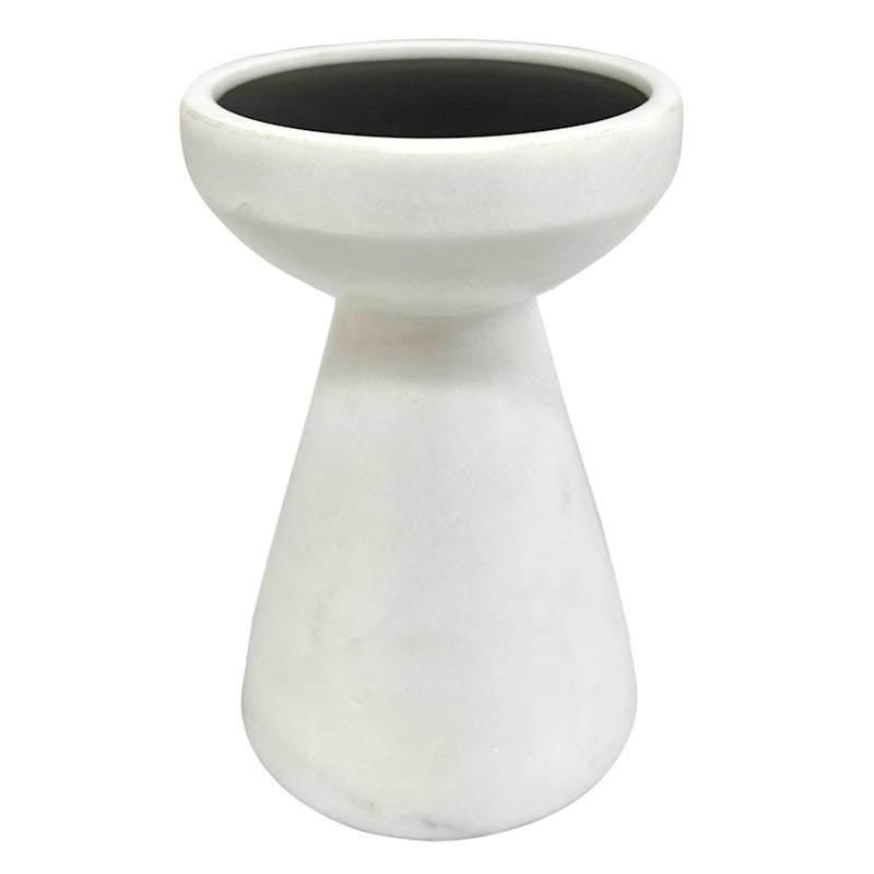Crosby St. White Marble Pillar Candle Holder, 5" | At Home