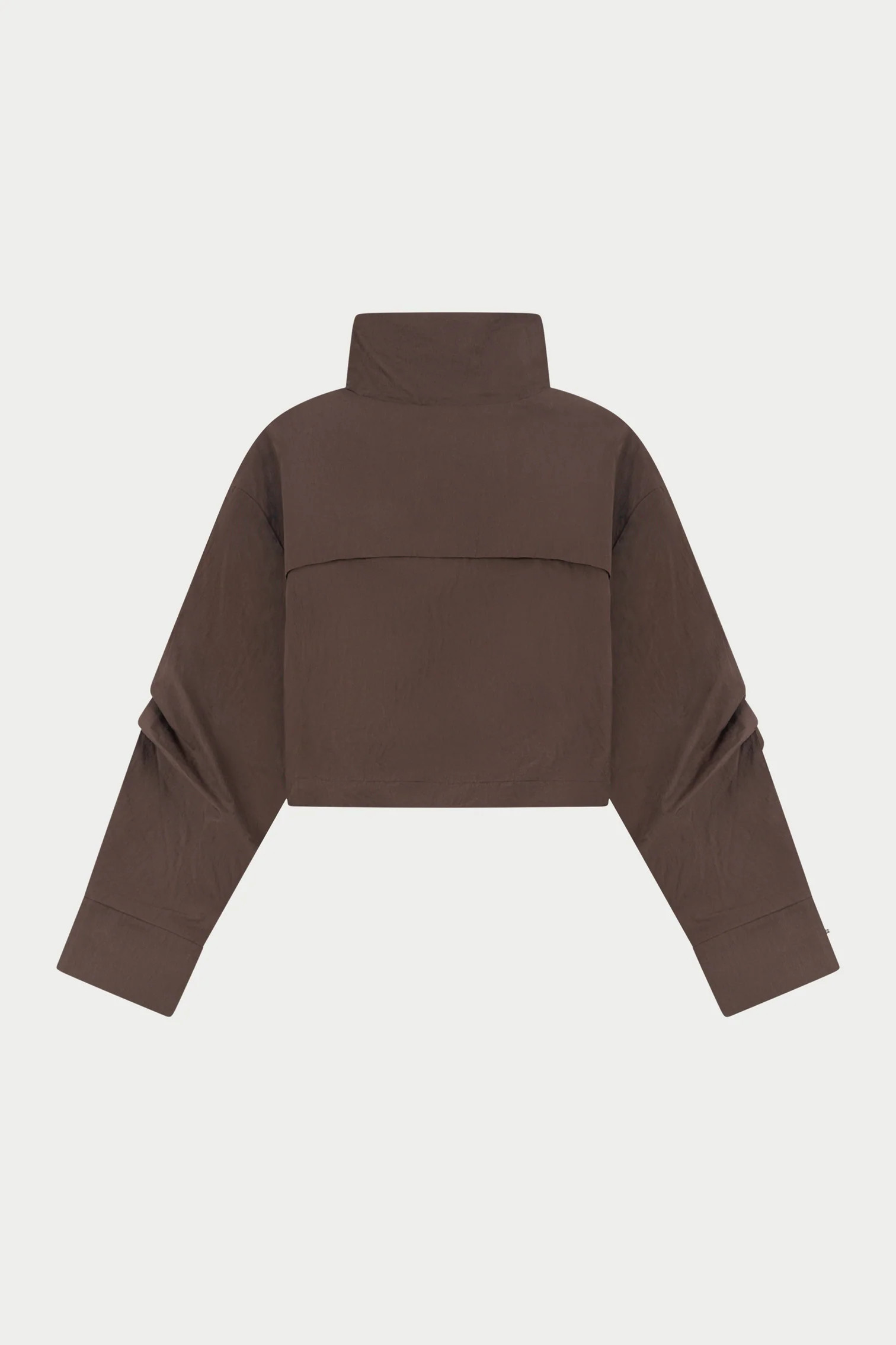 FUNNEL NECK SHELL JACKET - BROWN | The Couture Club
