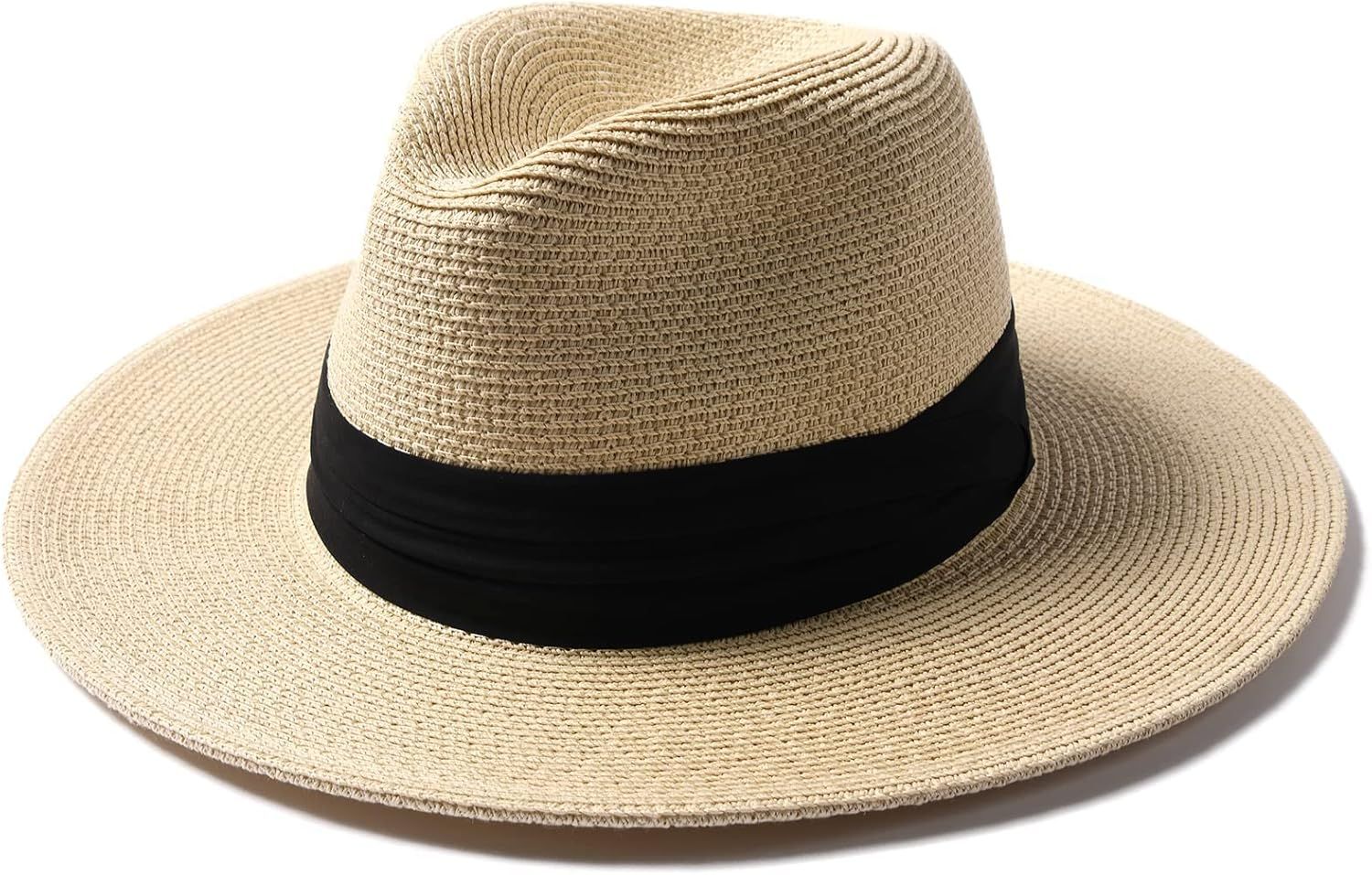 FURTALK Panama Hat Sun Hats for Women Men Wide Brim Fedora Straw Beach Hat UV UPF 50 | Amazon (US)