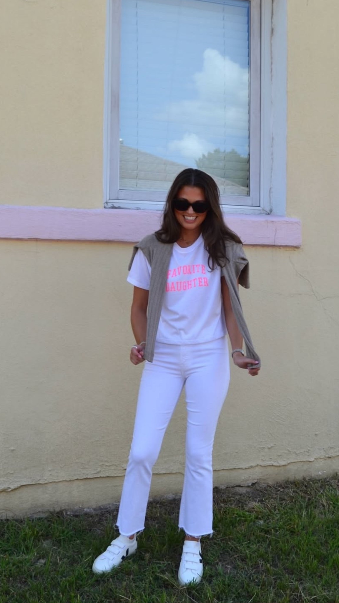 OOTD @ Cicada 🧡🧡🌷❣️
Tee is Favorite Daughter 
Jeans are Mother 
Sweater is Leset
Sneakers are Veja 

#LTKShoeCrush #LTKStyleTip #LTKSeasonal