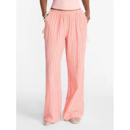 No Boundaries Cotton Gauze Side Tie Beach Pants, 31.5" Inseam, Women's XXS-4X | Walmart (US)