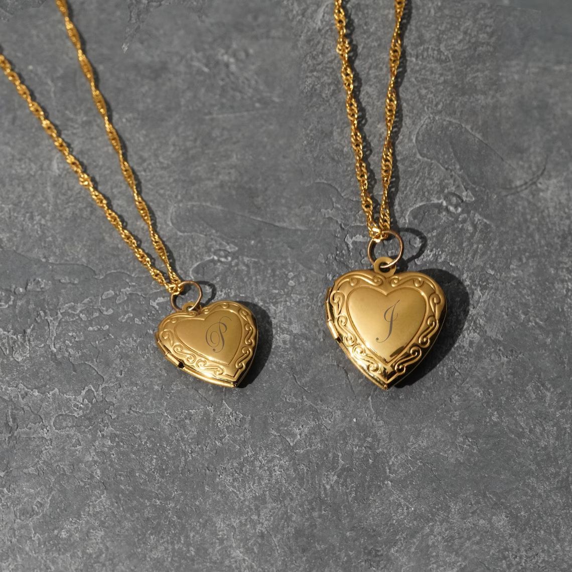 Heart Locket Necklace With Engraving Personalized Gold and - Etsy | Etsy (US)