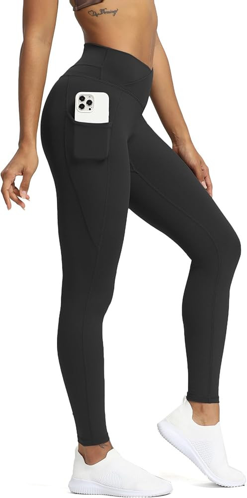 Aoxjox Trinity High Waisted Yoga Pants with Pockets for Women Tummy Control Cross-Waist Crossover... | Amazon (US)