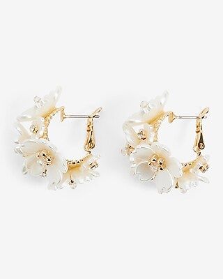 Flower Lined Mini Hoop Earrings | Express