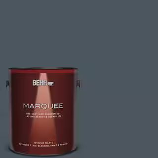 BEHR MARQUEE 1 gal. #N480-7 Midnight Blue One-Coat Hide Matte Interior Paint & Primer-145301 - Th... | The Home Depot
