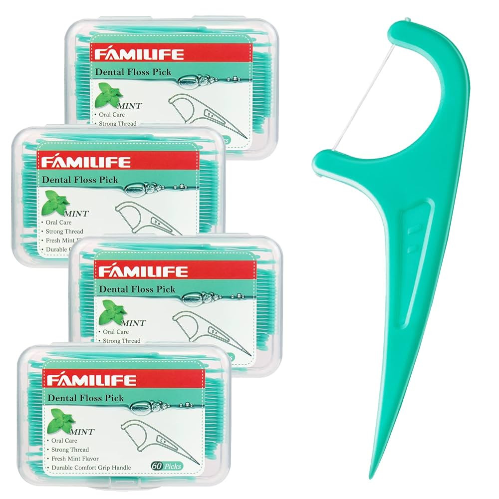 FAMILIFE Floss Picks, 240 Count Mint Dental Floss Cleaner, Tooth Picks Flossers with 4 Travel Han... | Amazon (US)