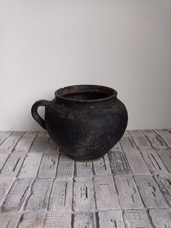 Vintage Black Clay Pot Old Clay Pot Wabi Sabi Pottery | Etsy | Etsy (UK)