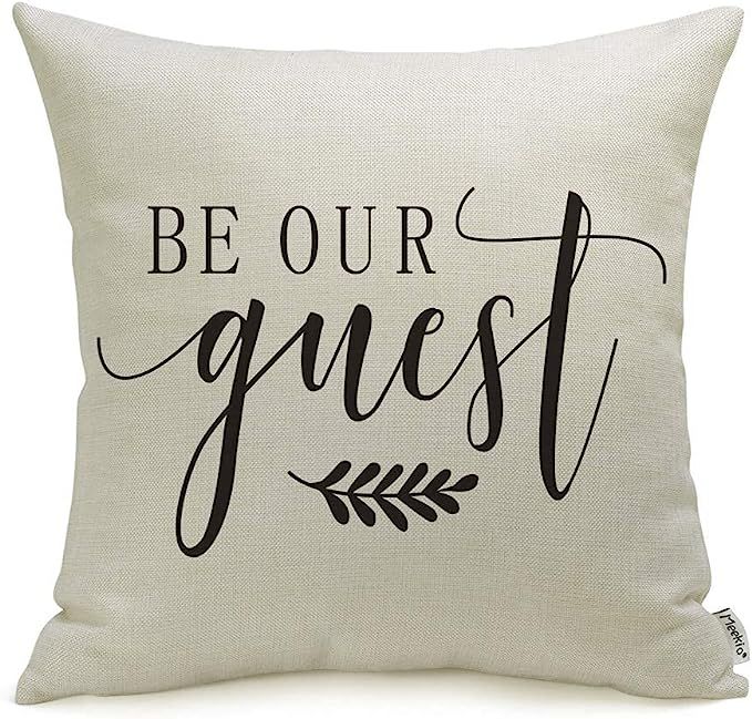 Meekio Farmhouse Pillow Covers with Be Our Guest 18" x 18" for Farmhouse Guest Room Decor | Amazon (US)