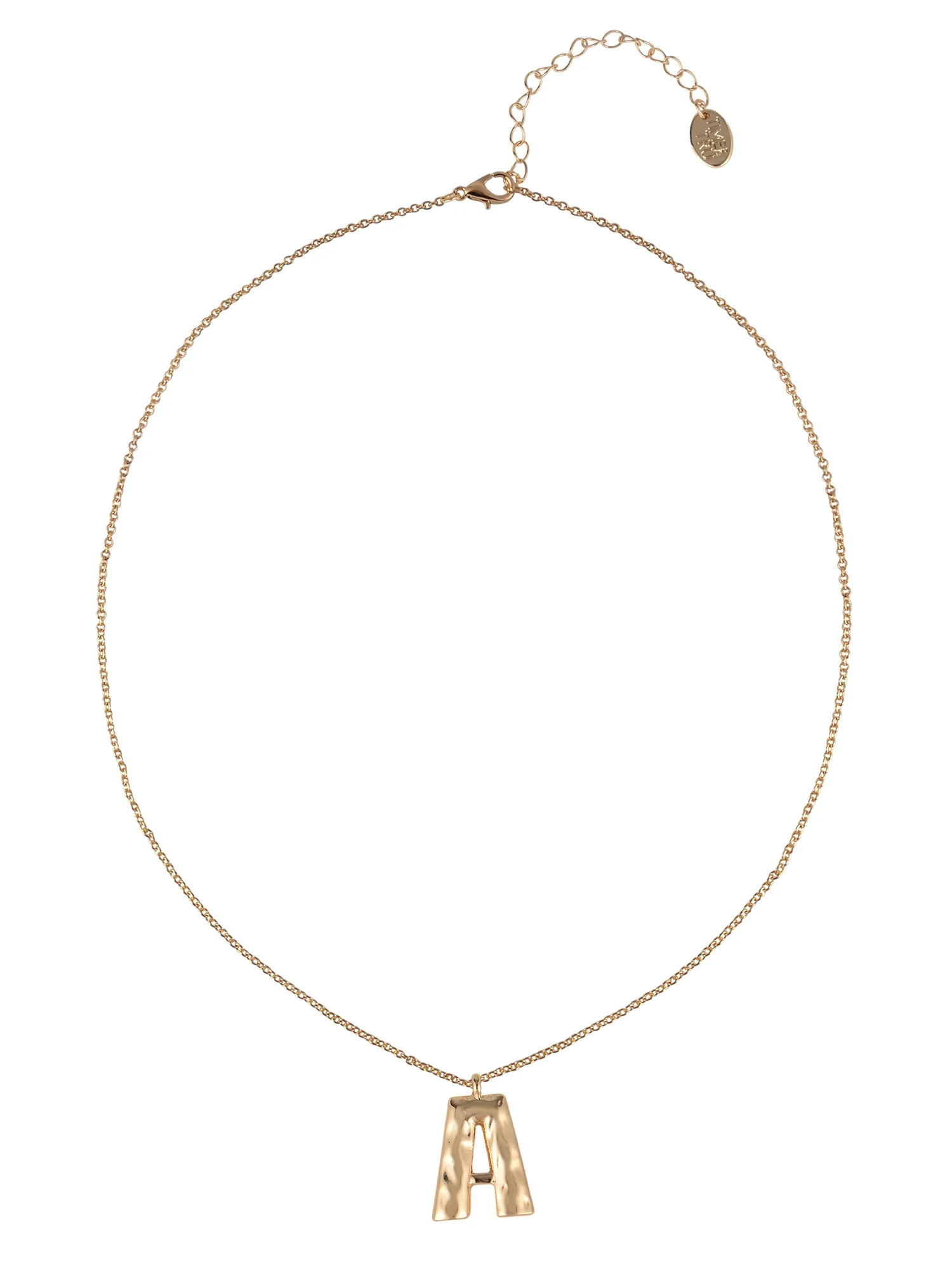 Time and Tru Goldtone Hammered Initial "A" Pendant Necklace | Walmart (US)