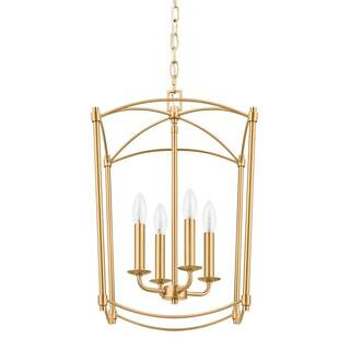Home Decorators Collection Marston 4-Light Brushed Gold Pendant Light EHD70085-37 - The Home Depo... | The Home Depot