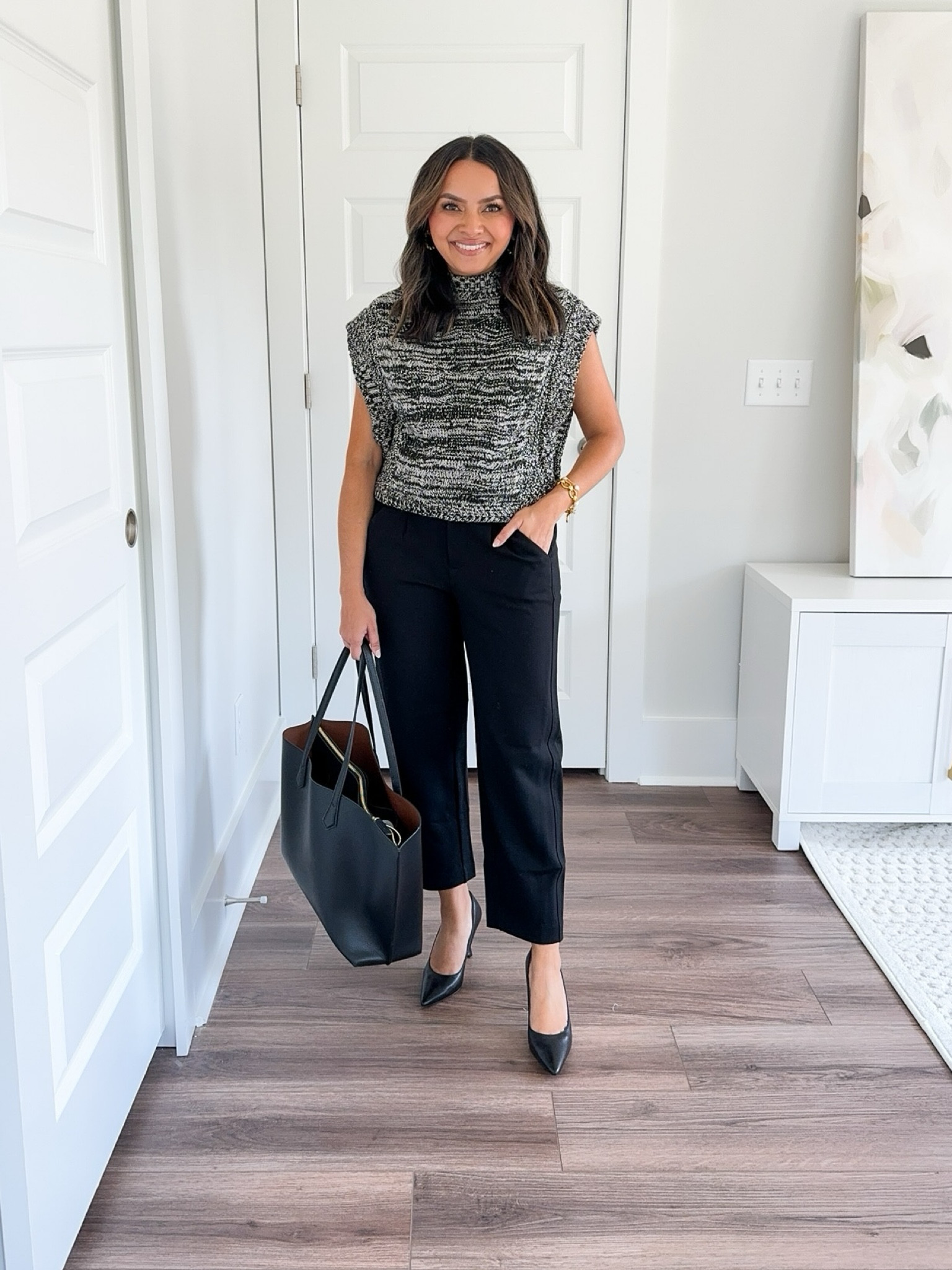 Black and white cable knit sweater size XS TTS
Black straight pants size 2P TTS 
Black heels size 5 TTS

NORDSTROM SALE 
NSALE 
Airport outfit 
Teacher outfits 
Fall outfits 
Boots 

Honey Sweet Petite 
Honeysweetpetite

#LTKStyleTip #LTKWorkwear #LTKxNSale