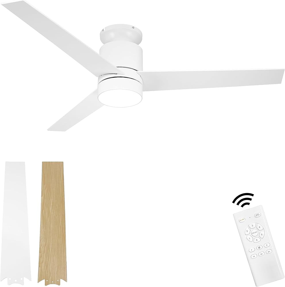 Flybull Low Profile Ceiling Fan 52" Black Ceiling Fan with Lights and Remote Control Modern Flush... | Amazon (CA)
