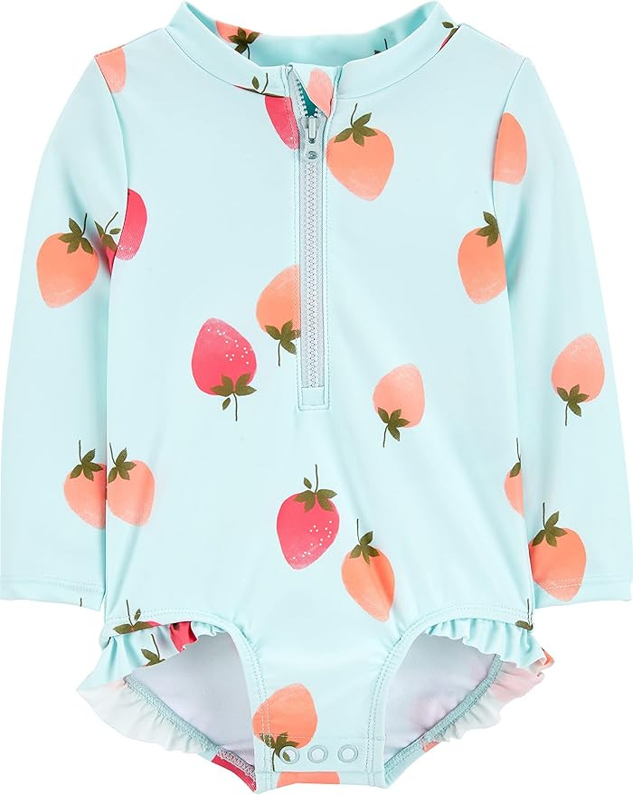 Simple Joys by Carter's Girls' Long Sleeve Zipper One Piece Swimsuit | Amazon (US)