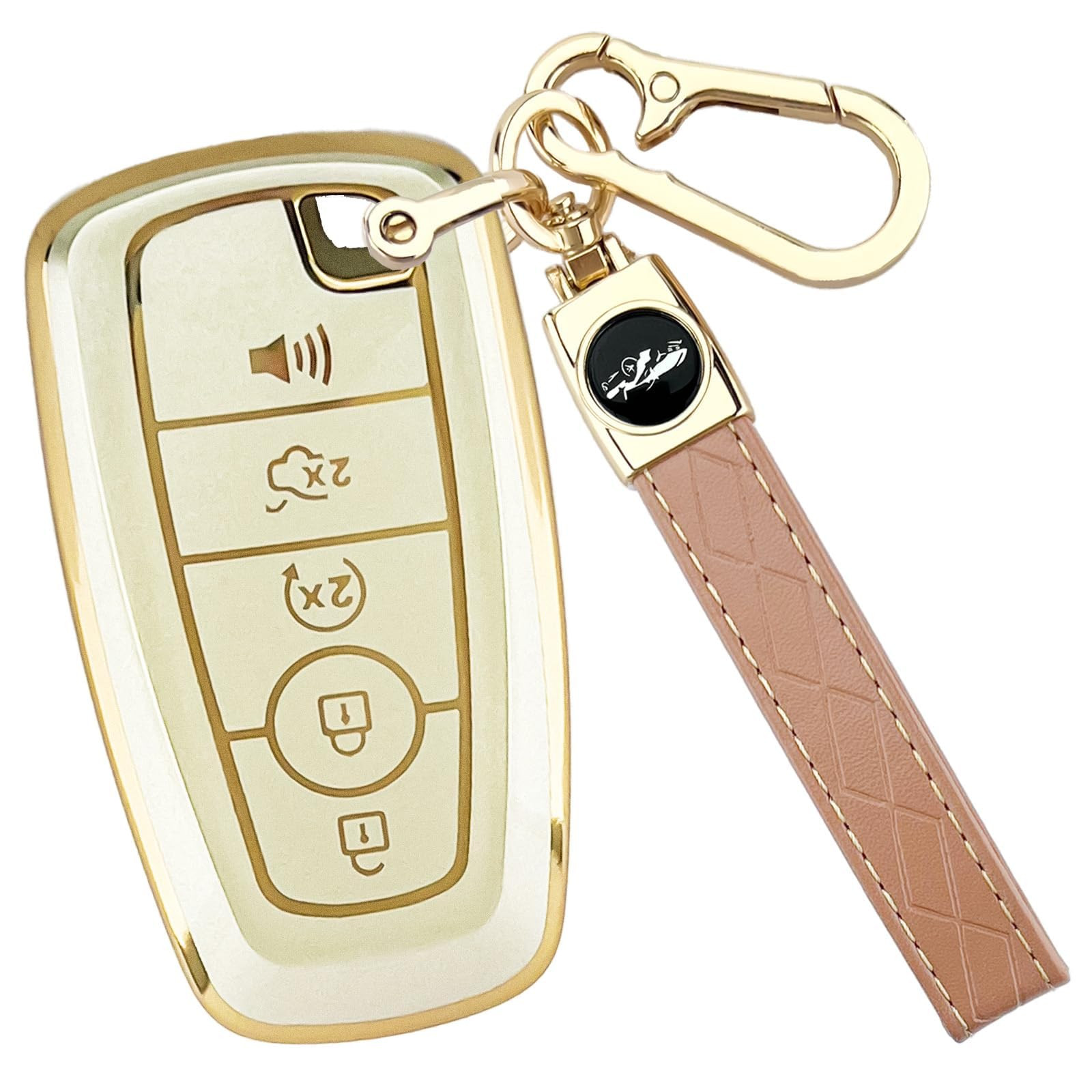 for Ford Key Fob Cover with Keychain, Gold Full Protection Soft TPU Key Case for Explorer Expedit... | Amazon (US)