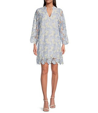Dylan Square Neckline Tie Strap Sleeveless Floral Lace Midi Dress | Dillard's
