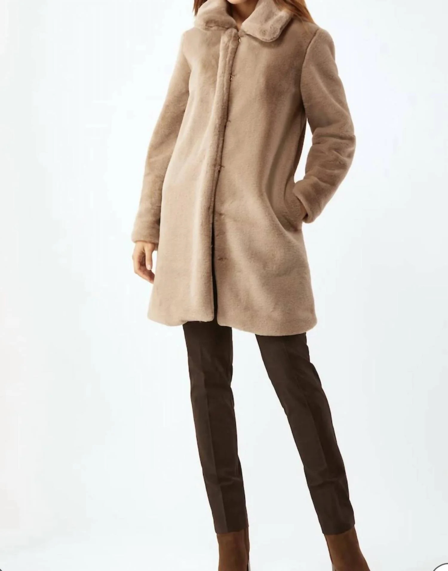 Faux Fur Coat In Taupe | Shop Simon