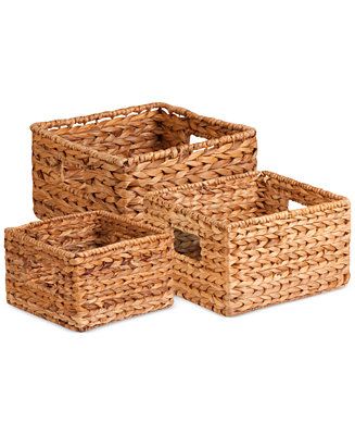 Honey Can Do 3-Piece Nesting Water Hyacinth Basket Set & Reviews - Cleaning & Organization - Home... | Macys (US)