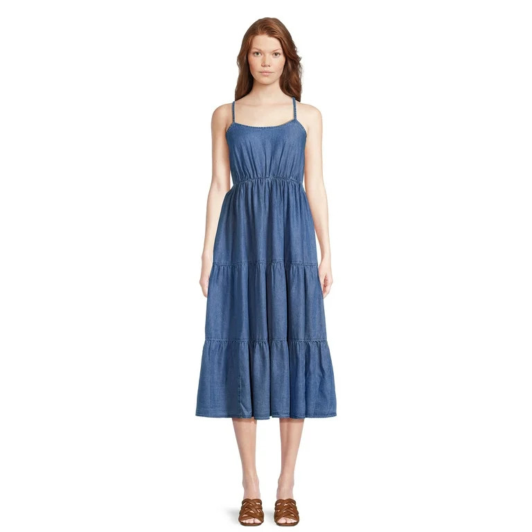 Time & Tru Women's Spaghetti Tiered Dress | Walmart (US)