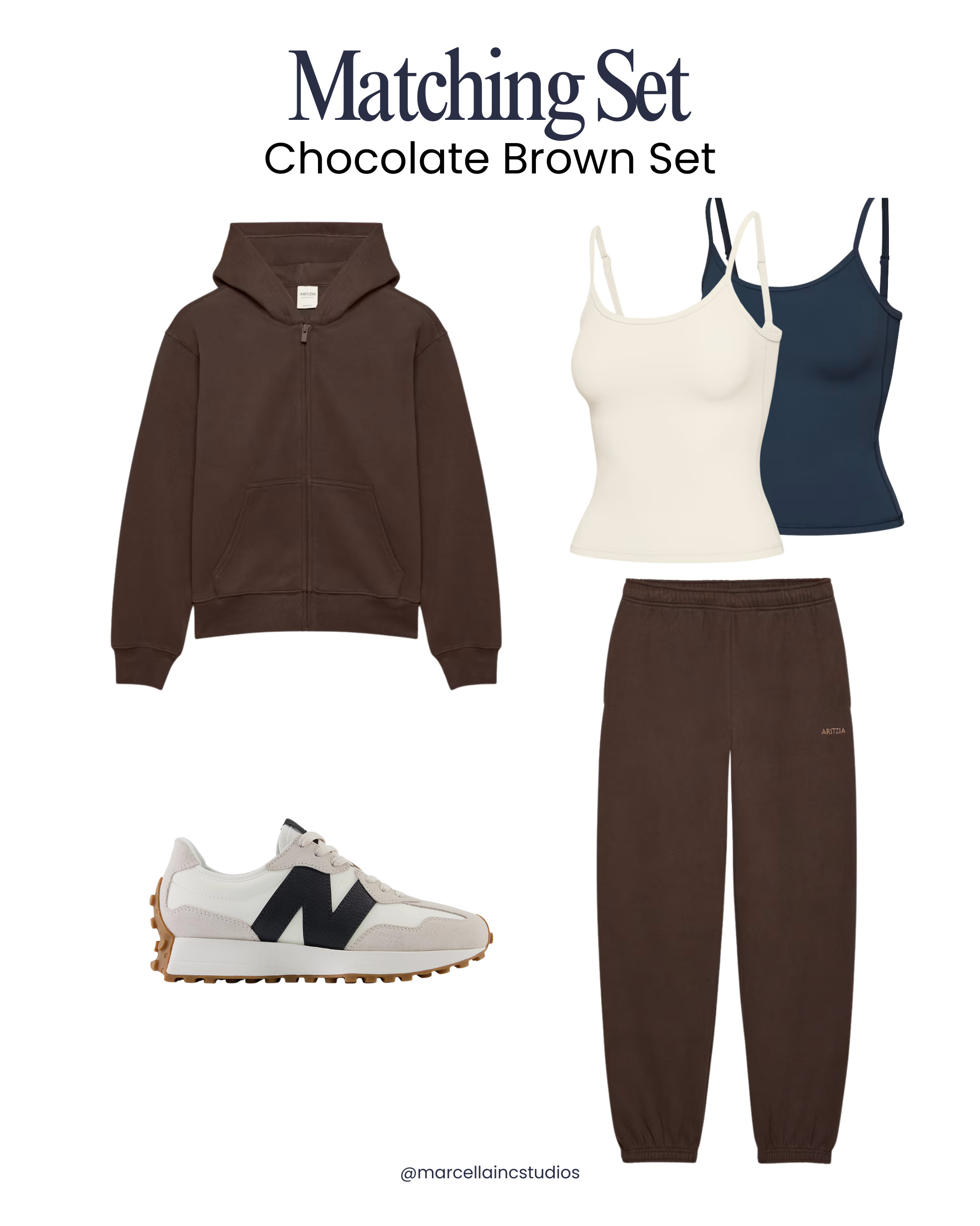 The ultimate chocolate brown matching loungewear set. Paired with navy New Balance Trainers. 🤎✨ #LTKStyleTip #ChocolateBrown #matchingset 

 #LTKootd #LTKActive #LTKFindsUnder100