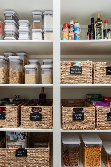 Kitchen pantry organization essentials:

• Clear food storage containers
• Turntables
• Sturdy baskets or bins
• Basket label clips



#LTKhome