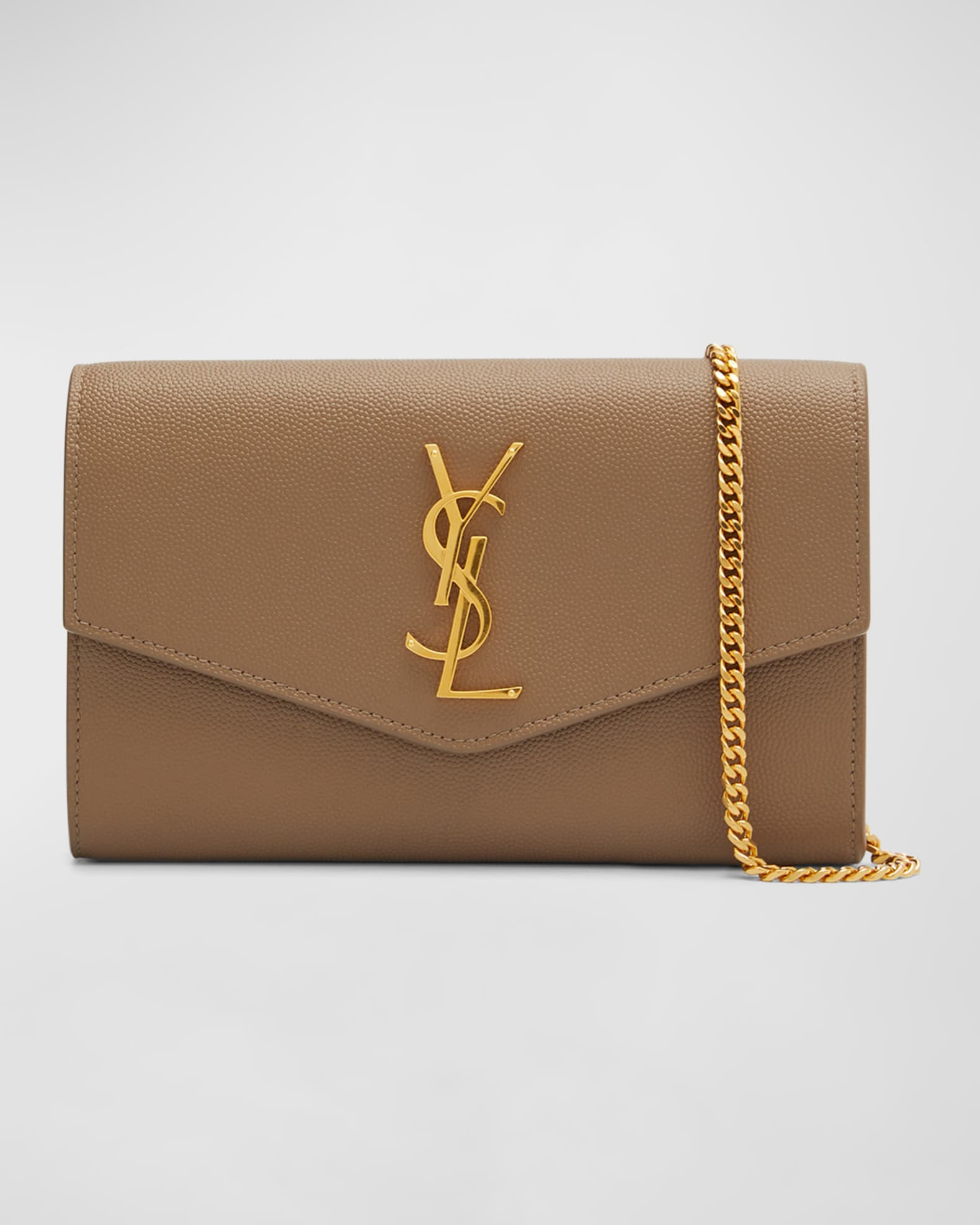 Uptown YSL Monogram Grain de Poudre Wallet on Chain w/ Card Case | Neiman Marcus