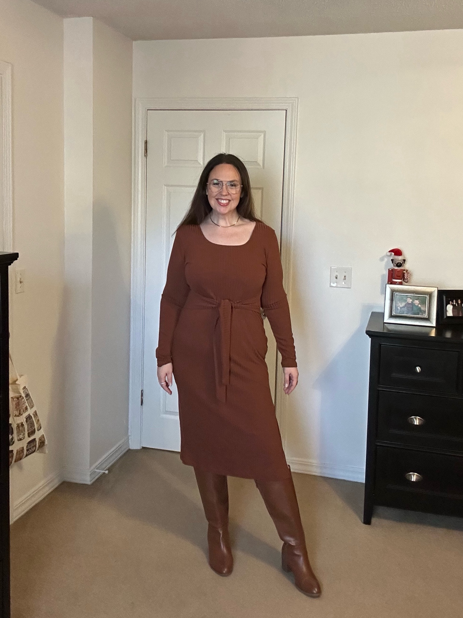 Monochrome dress + boots
I’m in and xl in the dress
Boots are Lauren Conrad wide calf; I linked similar 

#LTKover40 #LTKmidsize #LTKworkwear