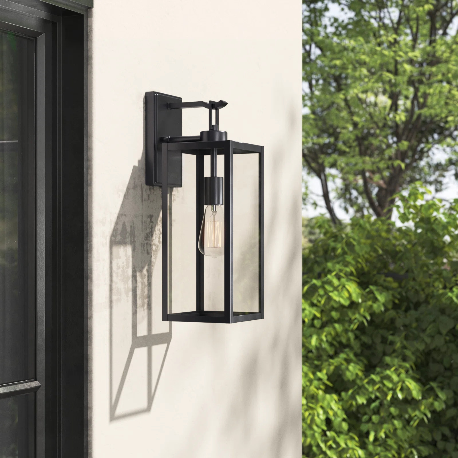 Schlesinger Black Steel Wall Light with High-transparency Glass | Wayfair North America