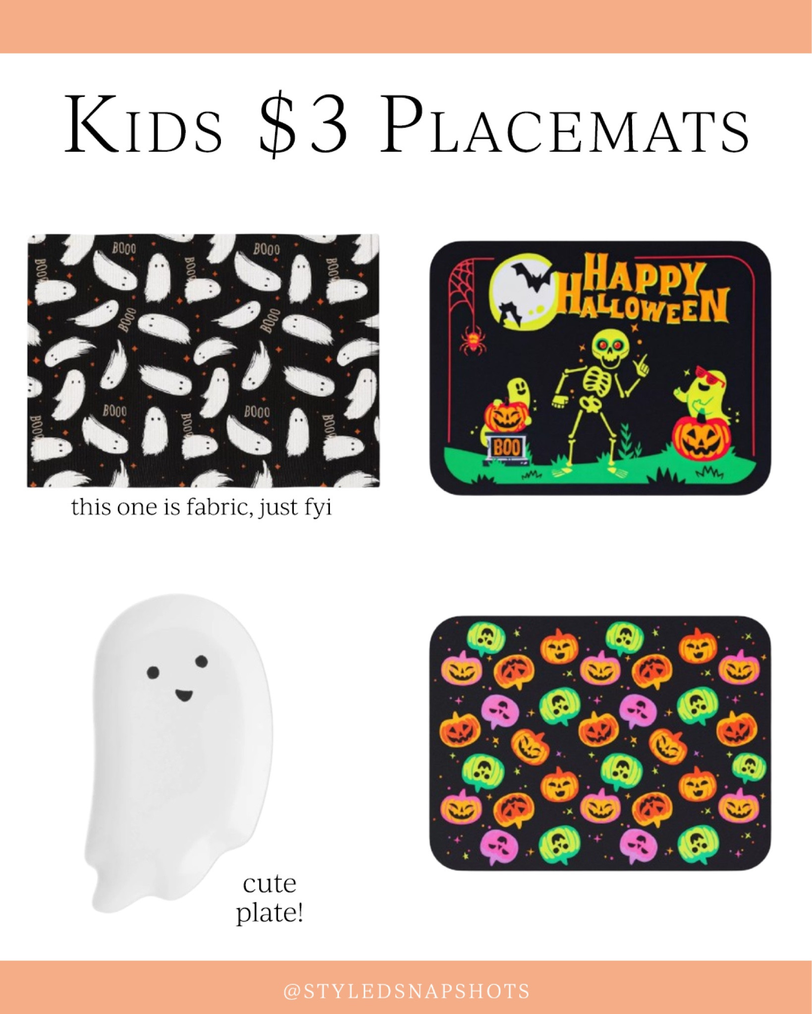 Kids $3 Halloween placemats 👻🎃