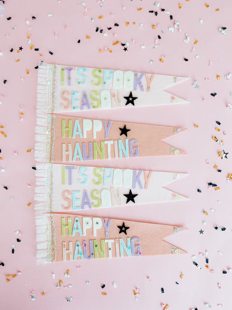 Its spooky season/Happy Haunting wall pennants | Etsy (US)