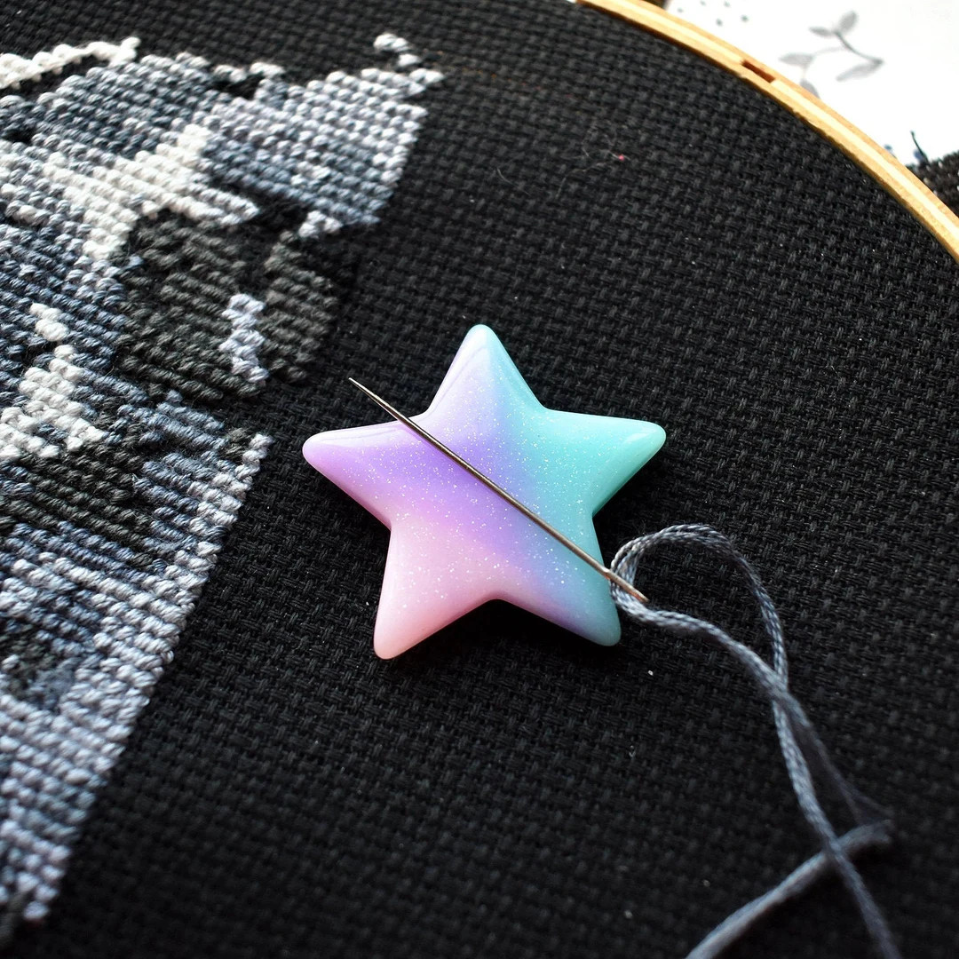 Pastel Star, Needle Minder, Cross Stitch Gift, Embroidery Supply, Pastel Galaxy, Iridescent Glitt... | Etsy (US)