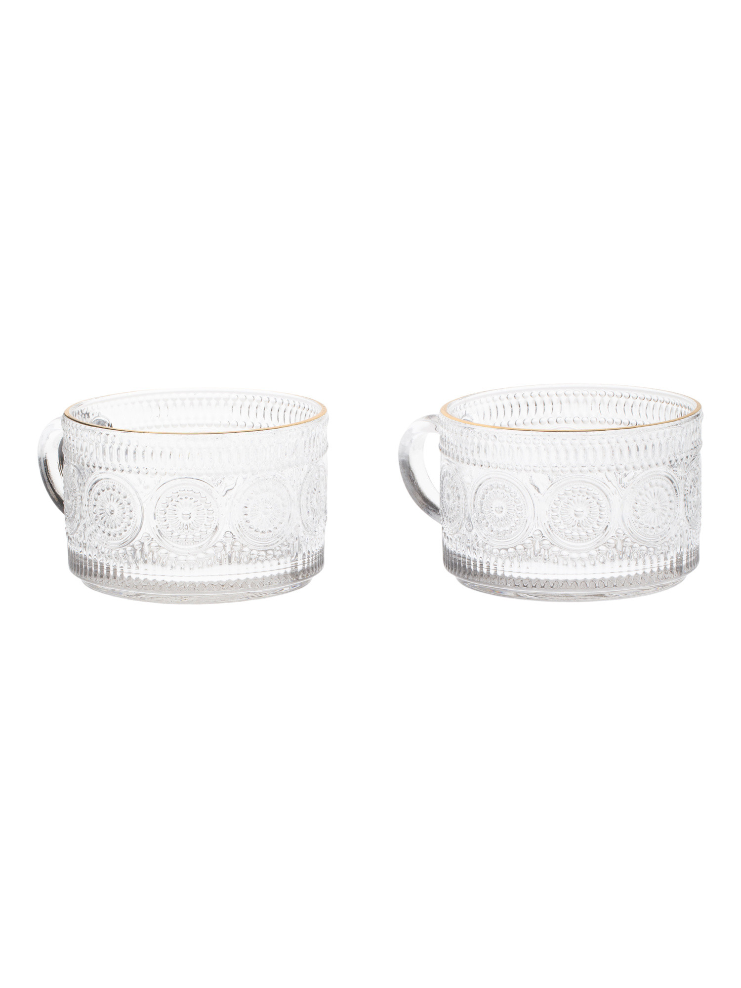 Set Of 2 Flower Mugs With Gold Tone Rim | TJ Maxx