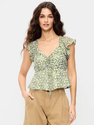 Flutter-Sleeve Fit & Flare Top | Old Navy (US)