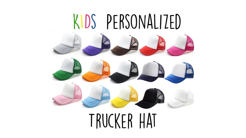 KIDS Personalized Trucker Hat Customized Mesh Ball Cap Hat for Kids Youth Customized Team Sports ... | Etsy (US)