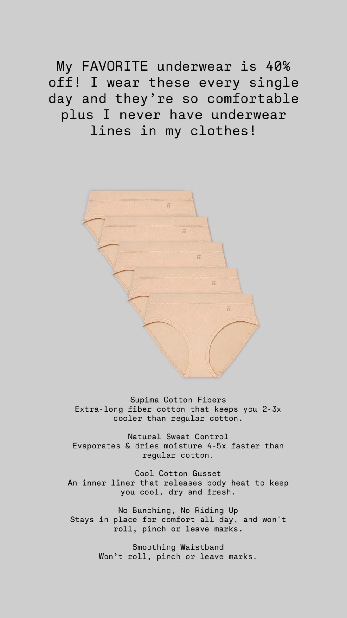 Underwear size small! 

#LTKPetite #LTKHoliday #LTKGiftGuide